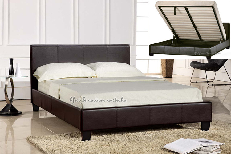 Brand NEW GAS Lift Storage BED Frame Multiple Sizes PU Leather BED