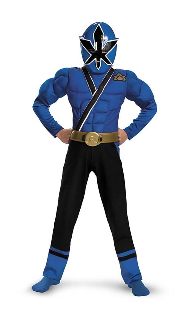 POWER RANGERS SAMURAI BLUE POWER RANGER MUSCLE CHILD BOYS FANCY DRESS