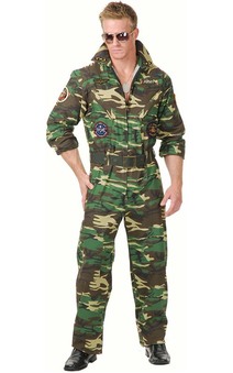 Army War Camoflage TOPGUN Jumpsuit Adult Costume