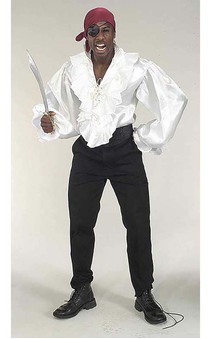 White Satin Pirate Shirt Adult Costume
