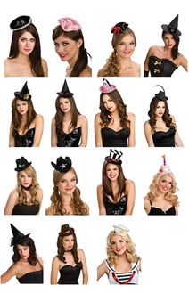 Mini Costume Hats, Cowboy, Witch, Pirate, Mexican etc