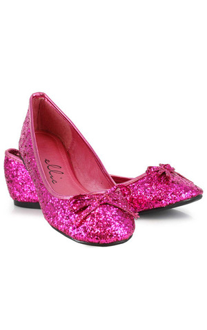 Adult Womens Pink Glitter Ballet Flats Shoes