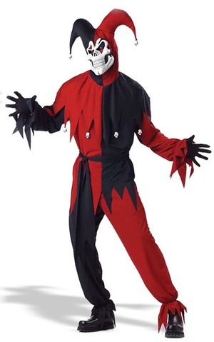 Adult Devious Deluxe Evil Jester Clown Costume