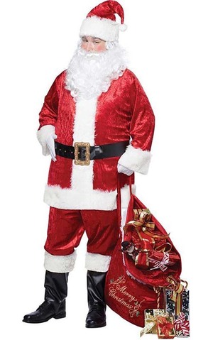 Santa Suit Plus Size Christmas Costume includes WIG & BEARD