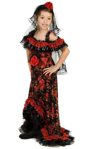 Red Rose Spanish Dancer Child Costume