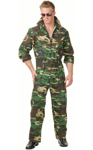 Army War TOP GUN Camouflage Jumpsuit Adult Costume