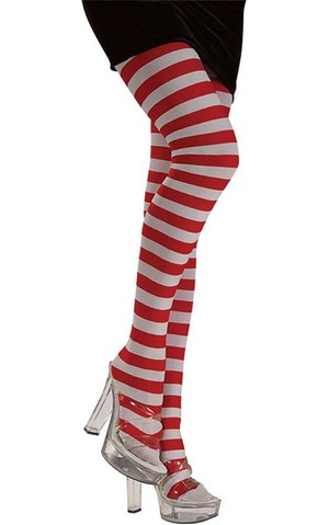 Red White Stripe Adult Tights