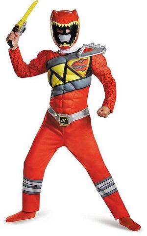 Red Power Ranger Dino Charge Muscle Child Costume