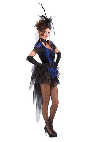 Victorian Raven Showgirl Burlesque Adult Costume