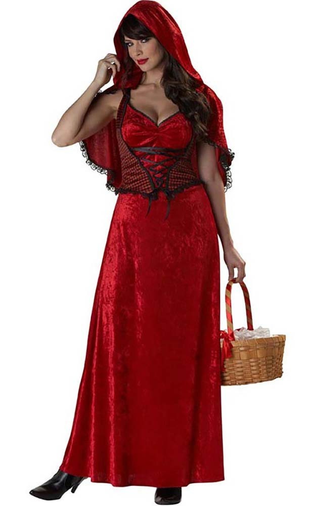 open lace back dress Custom Little Red Riding Hood Costume for Adult Girls – CoserZ main image 1