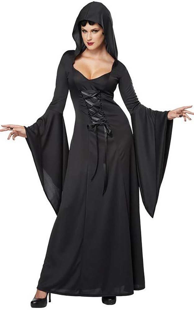Deluxe Hooded Black Gothic Robe Adult Costume CALIFORNIA