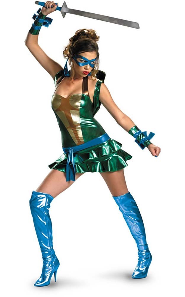 ladies ninja turtle fancy dress LEONARDO SEXY TEENAGE MUTANT TURTLES TMNT ADULT WOMENS COSTUME loose kaftan