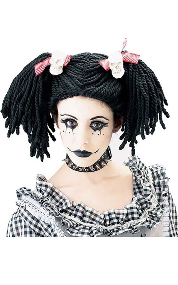 Gothic Black Rag Doll Teen Wig Costume Crazy