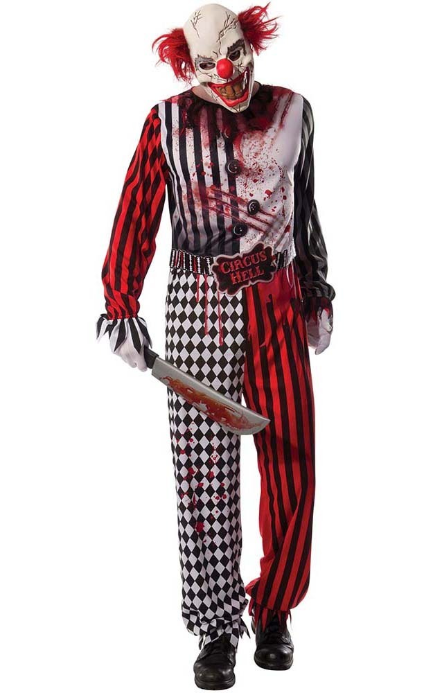 Deluxe Adult Scary Evil Jester Clown Halloween Costume – Unisex Creepy Carnival Look