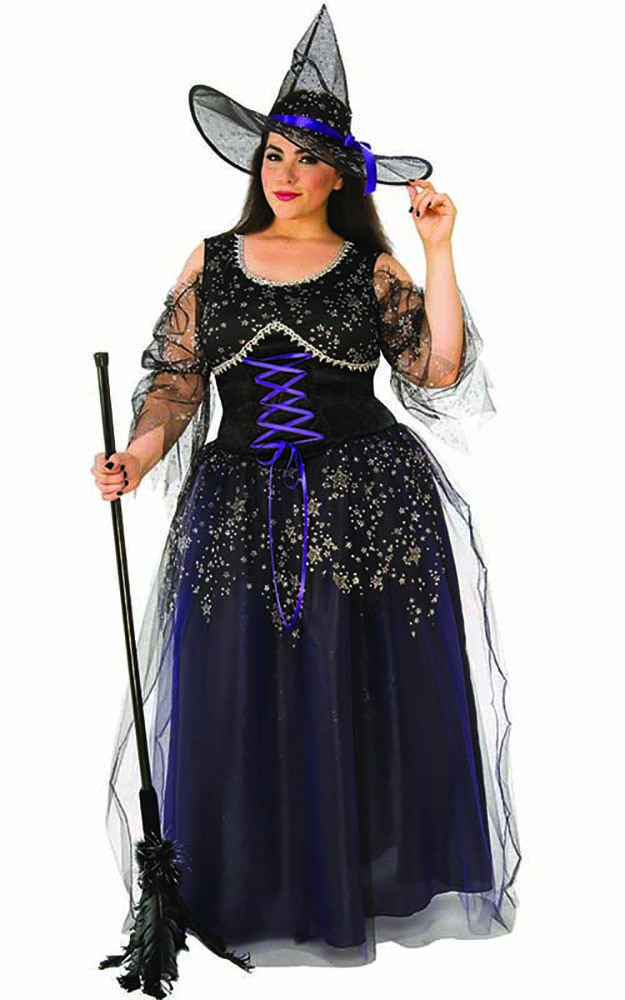 Midnight Witch Plus Size Adult Womens Fancy Dress Halloween Costume Ebay 