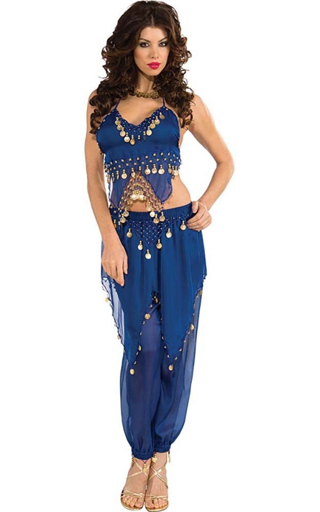 ADULT WOMENS BLUE BELLY DANCER MIDDLE EASTERN FANCY DRESS HALLOWEEN COSTUME eBay