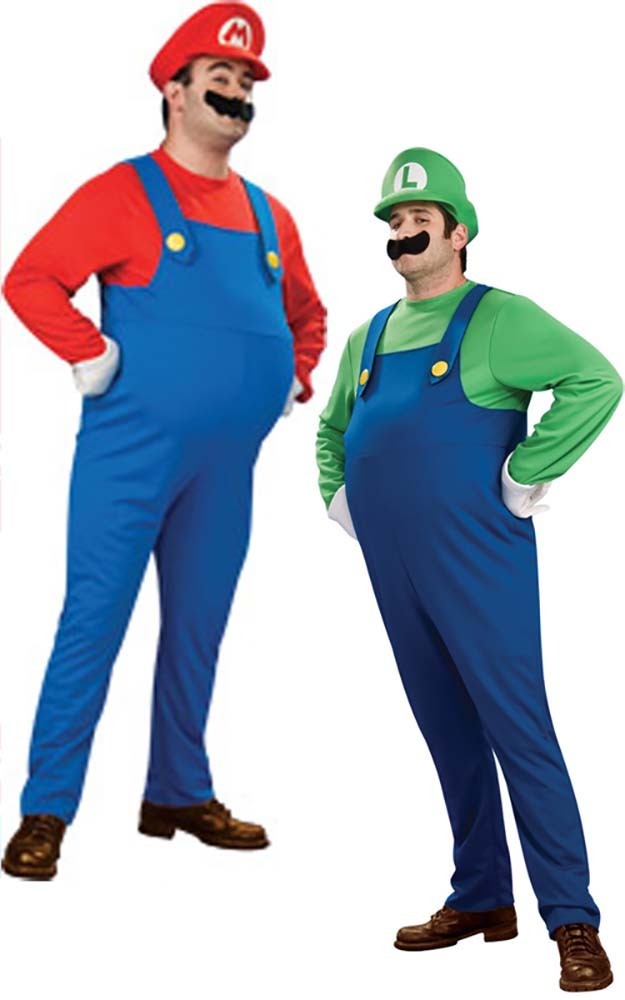 Mens Fancy Dress Super Mario Bros Luigi Costume Wario vrogue.co