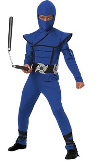 Stealth Ninja Child Blue Japanese Warrior Costume