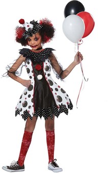 Creepy Clown Girl Child Costume