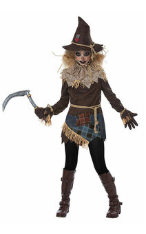 Creepy Scarecrow Tween Halloween Horror Farm Costume
