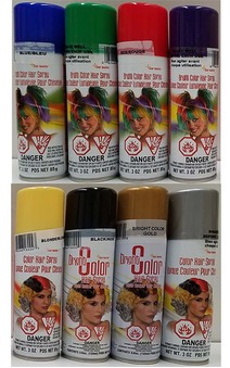 Hairspray Red Green Blue Purple Black Silver Blonde Gold