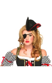 Sequin Trimmed Pirate Hat And Heart Eyepatch Adult