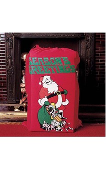 Printed Flannel Santa Bag Christmas Stocking