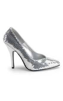 Silver Sequin High Heel Shoes