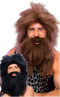 Cave Man Black or Brown Wig and Beard