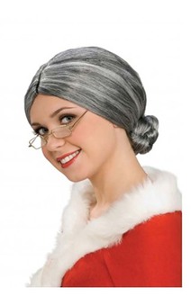 Grey Old Lady Mrs Claus Adult Wig
