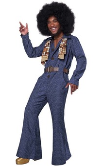 70’s Denim Jumpsuit Adult 60's Hippie Costume