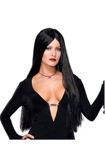 Deluxe Morticia Long Straight Black Wig