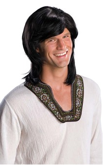 1970s Black Hippy Mullet Wig