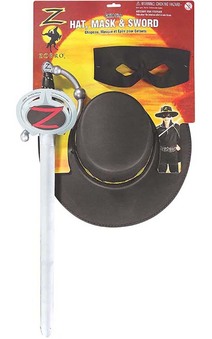 Zorro Accessory Child Set Hat Mask Sword