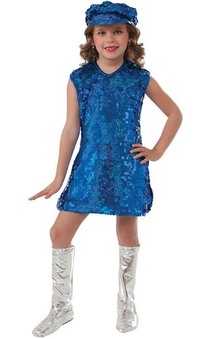 Blue 1960s Mod Girl Child Costume
