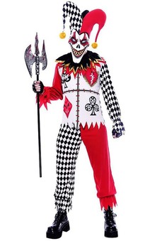 Evil Scary Joker Jester Clown Adult Costume
