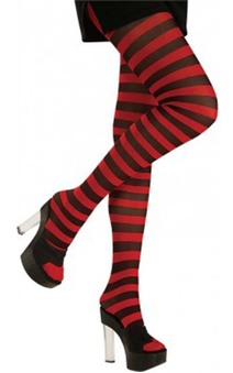 Red Black Striped Adult Tights
