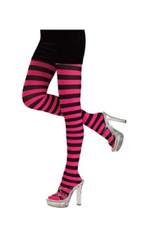 Pink And Black Striped Adult tights leggings