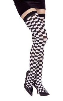 Checkered Thigh High Adult Stockings