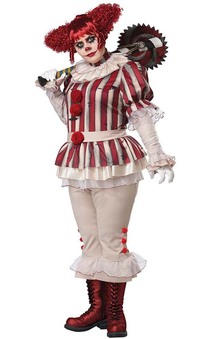 Sadistic Clown Plus Adult Scary Evil Costume