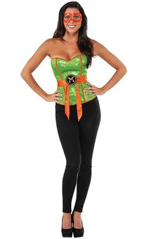 Sequin Tmnt Michelangelo Turtles Corset Adult Costume