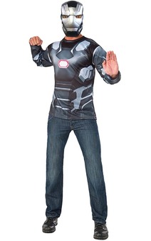 War Machine Adult Iron Man Costume Top T-shirt & Mask