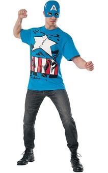 Classic Captain America Adult Costume Top T-shirt & Mask