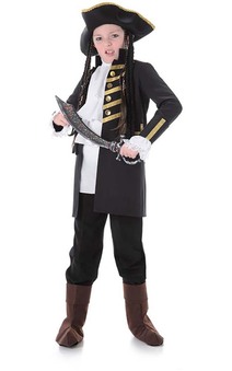 Black Pirate Captain Childs Costume