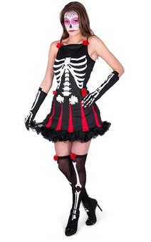 Day Of The Dead Mexican Red Dress Adult Costume