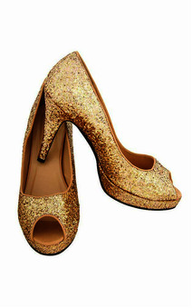 Gold Glitter Peep Toe Adult Shoes