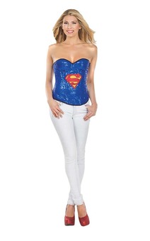 Supergirl Sequin Adult Superman Super Hero Corset