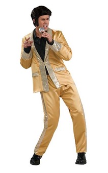 Elvis Deluxe Gold Satin Suit Adult Costume