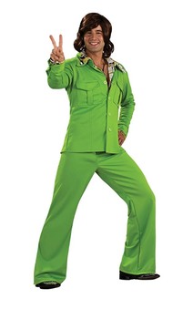 60s 70s Safari Suit Lime Adult Costume