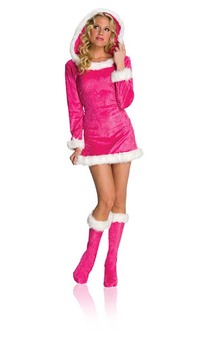 Sexy Pink Helper Adult Christmas Elf Eskimo Costume